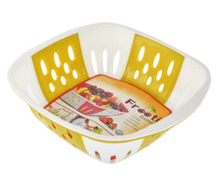 Heart Home Medium Multi-Purpose Plastic Storage Baskets for Fruits Vegetables and Kitchen Fridge Dining Table- Pack of 6 (Brown & Green)-HS42KUBMART25350