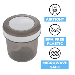 Heart Home Containers Set for Kitchen|BPA-Free Plastic 350 ML Storage Containers Set with Spoon for Kitchen Set of 3 (Gray)