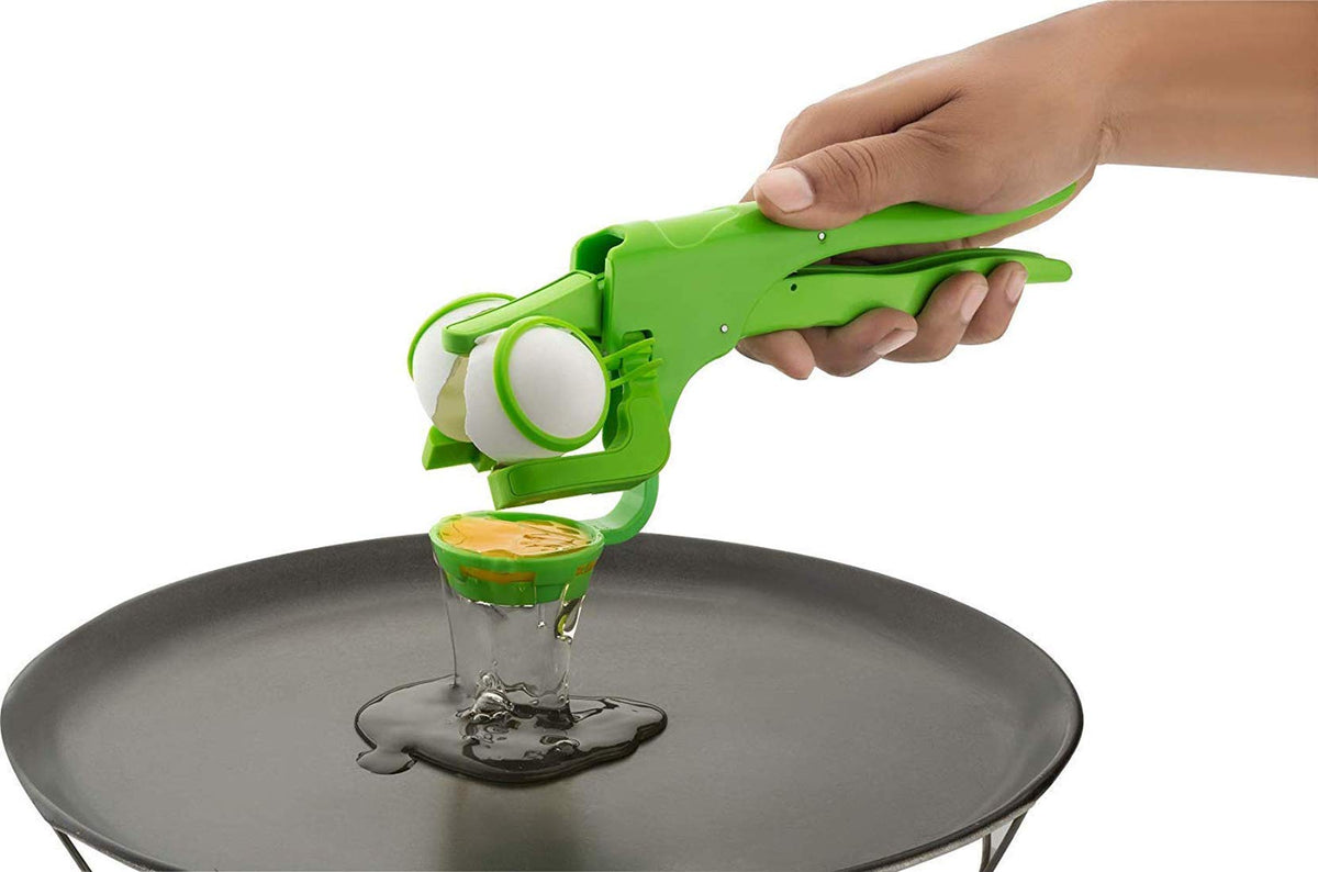Heart Home Plastic Handheld Egg Breaker, Egg Cracker, Egg Opener with Detachable Separator (Green) - CTHH14646