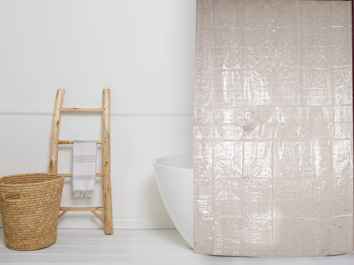 Kuber Industries PVC 7 Feet Shower Curtain with 8 Hooks (Transparent) -CTKTC6927