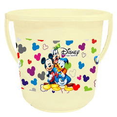Kuber Industries Disney Team Mickey Print Unbreakable Virgin Plastic Strong Bathroom Bucket,16 LTR (Cream & White)-Pack of 2 -HS_35_KUBMARTS17419