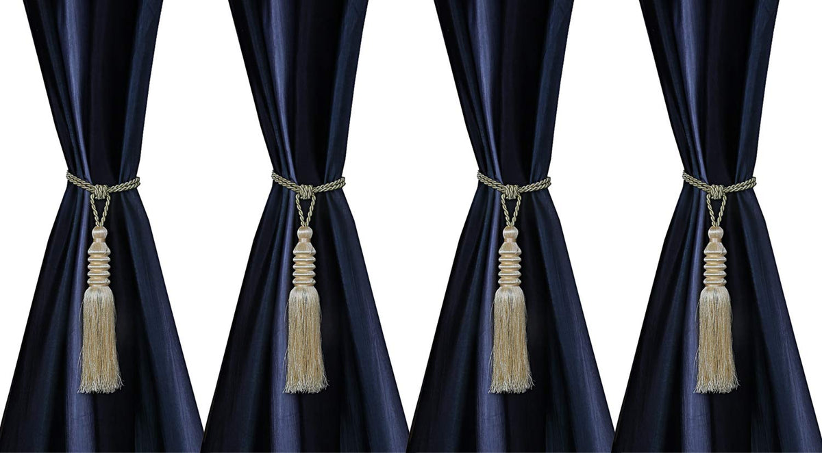 Kuber Industries Polyester 4 Pieces Curtain Tie Back Tassel Set (Gold) -CTKTC12881