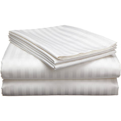 Kuber Industries Double Bedsheet with 2 Pillow Covers|Cotton Material & Satin Stripes|Size 254 X 228 Cm (White), 144 TC