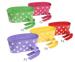 Kuber Industries Dotted Oval Shape Planter|Premium Metal Flower Pot|Decorative Modern Desk Pot for Garden & Home Décor,Pack of 5 (Multicolor)