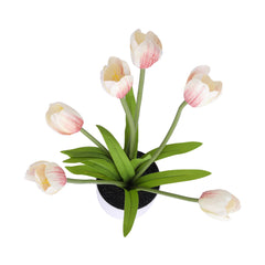 Kuber Industries Artificial Plants for Home Décor|Natural Looking Indoor Fake Plants with Pot|Artificial Flowers for Decoration (Pink)