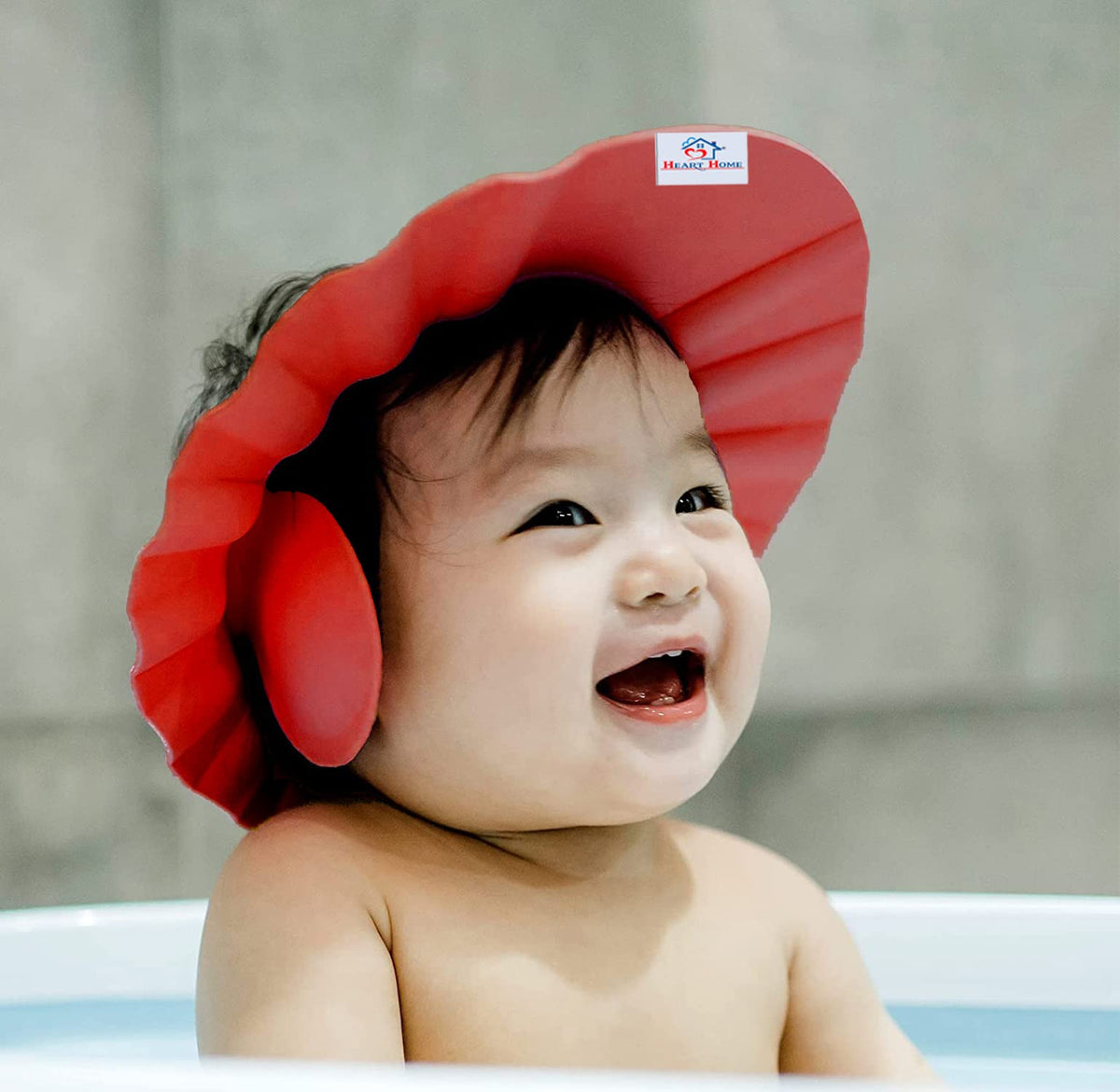 Heart Home Rubber Kids Adjustable Shower Cap For Wash Hair (Maroon)
