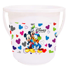 Kuber Industries Disney Team Mickey Print Plastic Bathroom Set of 5 Pieces with Bucket, Tub, Stool, Dustbin & Mug (Cream)-KUBMARTS15273 -HS_35_KUBMARTS17523