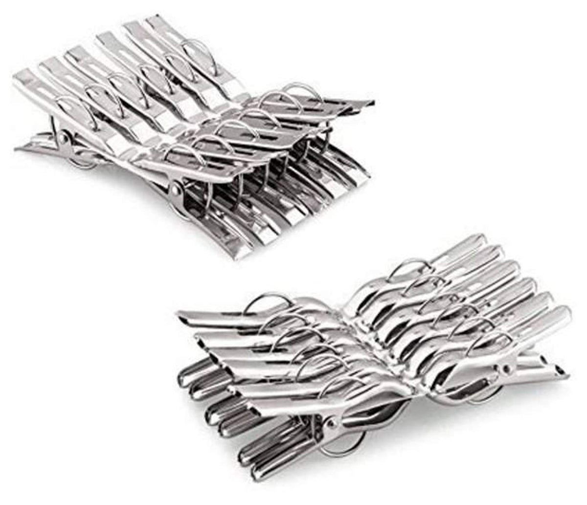Kuber Industries 24 Piece Steel Cloth Drying Clip, Silver (CTKTC0348)