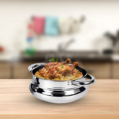 Kuber Industries Stainless Steel Handi Casserole Set of 3 with Lid I Cook and Serve I 600 ml, 1 Litre, 1.6 Litre Capacity I Biryani Handi, Saucepan, Silver I Patila/Tope for Kitchen Combo of 3
