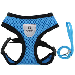 Kuber Industries Dog Chest Harness with Nylon Leash I No Pull, Soft Padded and Breathable Dog Vest I Adjustable, Reflective I Easy Control Dog Chest Belt I (Large, Blue)