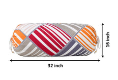 Kuber Industries Bolster Cover|Soft Bolster Pillow Cover for Bedroom, Living Room|Bolster Cover Set of 2|Magenta & Grey