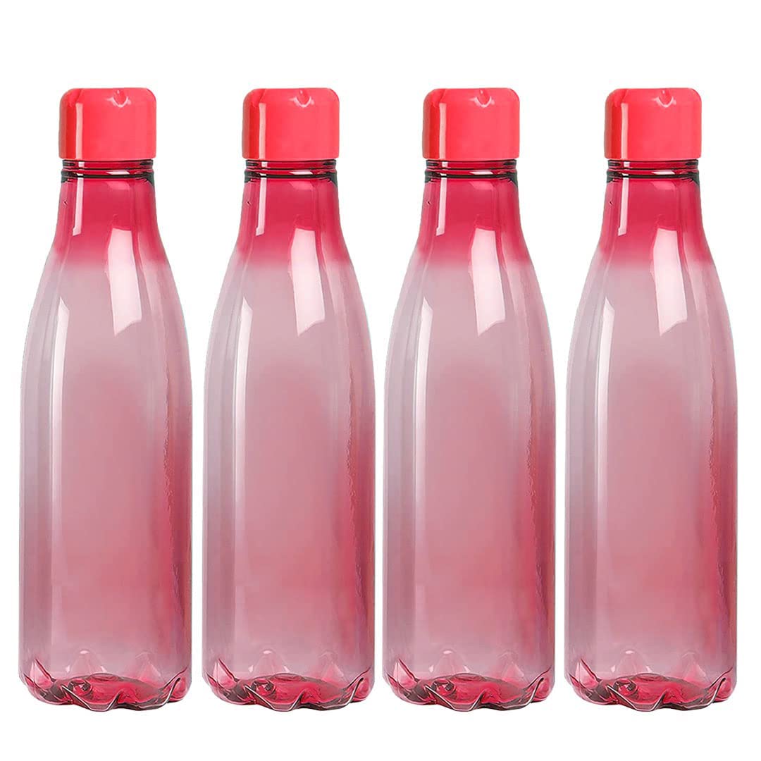 Kuber Industries BPA Free Plastic Water Bottles | Set of 4 | Unbreakable Leak Proof Food Grade Plastic | for Kids & Adults | Refrigerator Plastic Bottle| Pink