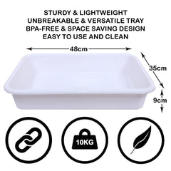 Kuber Industries Storage Tray|Versatile Plastic Storage Organizer|Rectangular Tray for Kitchen Storage|Storage Tray for office|Exel Tray 555 (White)