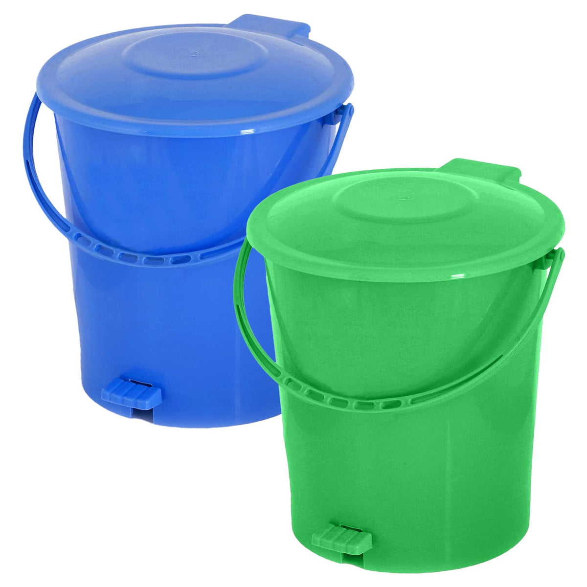 Kuber Industries Pedal Dustbin|Plastic Pedal Dustbin|Kitchen Waste Paper Bin|Dustbin For Bedroom|10 Liter Dustbin|Pack of 2 (Multicolor)