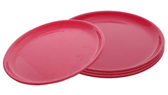 Kuber Industries 4 Pieces Unbreakable Round Plastic Microwave Safe Dinner Plates (Pink) - CTKTC37515