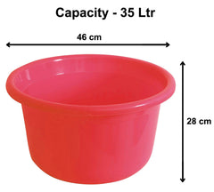 Kuber Industries 2 Pieces Unbreakable Plastic Multipurpose Bath Tub/Washing Tub 35 LTR (Red)-KUBMART11734