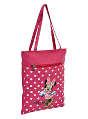 Kuber Industries Polyester Dot Disney Minnie Print Attractive & Foldable Grocery|Shopping|Travel Hand Bag with Front Pocket & Handle, Pack of 2 (Pink)