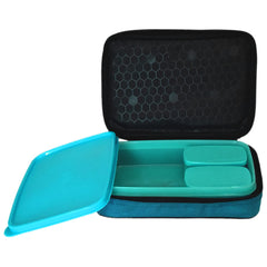 Heart Home Plastic Compact Lunch Box with 2 Containers & Cover (Green)-50HH01221