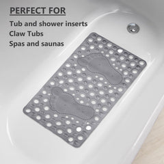 Heart Home Bath Mat | PVC Bathroom Mat | Shower Bath Mat | Hole Bath Tub Mat | Foot Massager Mat | Anti-Skid Shower Mat with Drain Holes | Gray