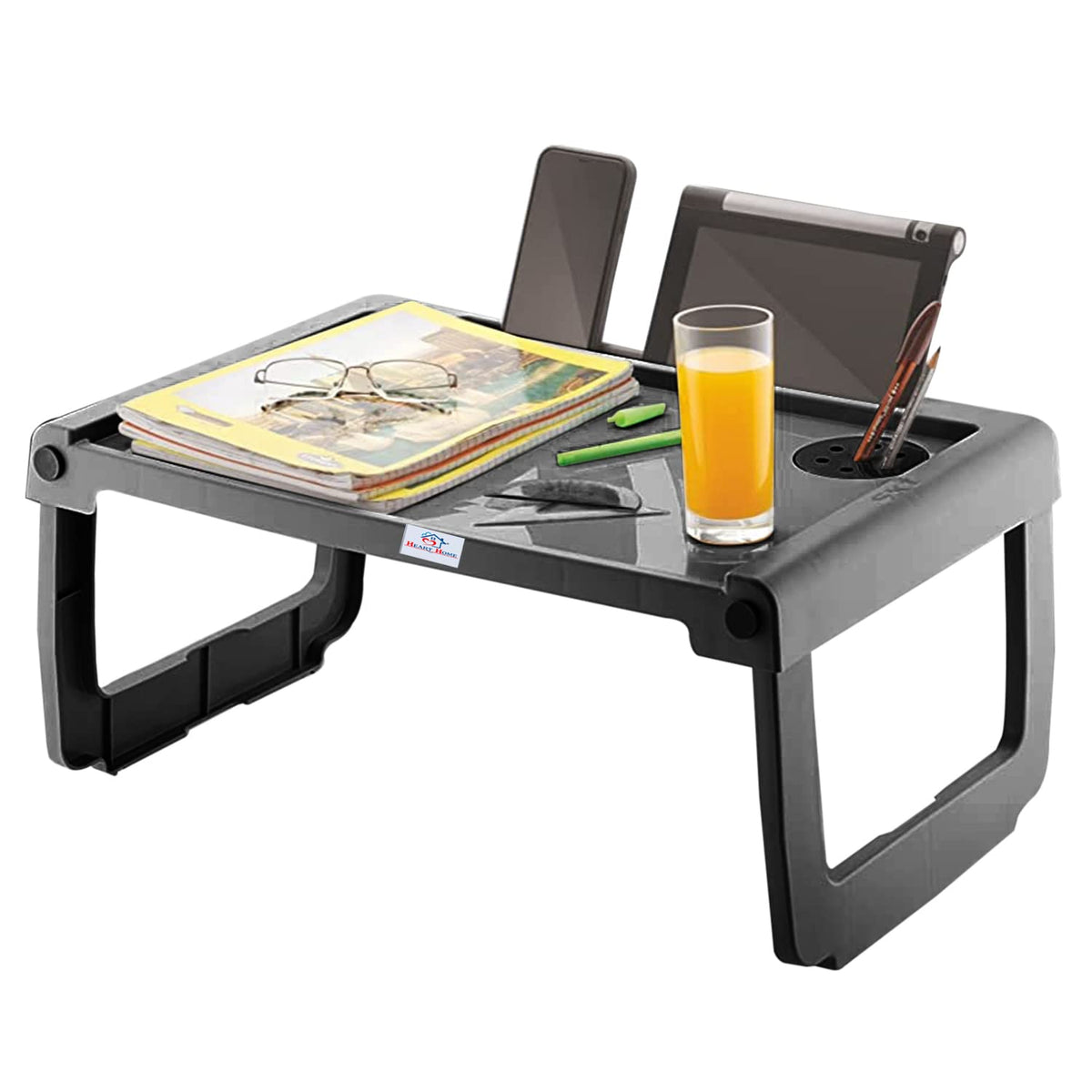 Heart Home Multiuses Plastic Study Desk/Laptop Table with Pencil Stand for Home & Office (Grey) 52HH4104