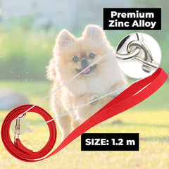 Kuber Industries Dog Harness With Adjustable Leash | Breathable Polyester Mesh | Medium Size|Comfortable No-Pull Grip | Quick Release Buckles | Red Pet Walking Set | Secure and Stylish Dog Harness