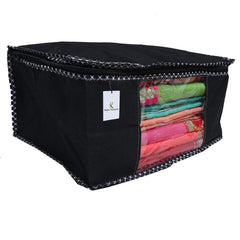 Kuber Industries 2 Piece Non Woven Designer Saree Cover/Saree Bag/Storage Bag, 9 inch, Black