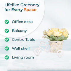 Kuber Industries Artificial Plants for Home Décor|Natural Looking Indoor Fake Plants with Pot|Artificial Flowers for Decoration (Yellow)