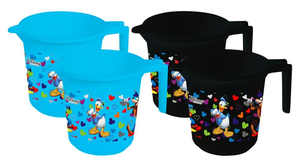 Kuber Industries Disney Team Mickey Print 4 Pieces Unbreakable Strong Plastic Bathroom Mug,500 ML (Blue & Black) -HS_35_KUBMARTS17145
