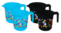 Kuber Industries Disney Team Mickey Print 4 Pieces Unbreakable Strong Plastic Bathroom Mug,500 ML (Blue & Black) -HS_35_KUBMARTS17145