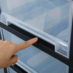 Kuber Industries 5 Layer Cosmetic Cabinet with Trolley|5-Tier Rolling Cart|Shelf Stand With Drawer|Black