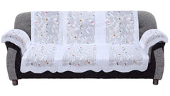 Kuber Industries Leaf Design Cotton 5 Seater Sofa Cover with 6 Pieces Arms Cover and 1 Center Table Cover, Use Both Side (KUBMART12013, Standard, Set of 17, White)