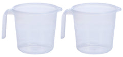 Kuber Industries Virgin Plastic 2 Pieces Transparent Bathroom Mug with Measurement,1800 ml (White) CTKTC044936