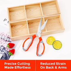 Homestic Multipurpose Kitchen Scissors For Home & Gardening Needs|High Grade Stainless Steel Blades|Precision Ground Edge|K024| Easy Grip Handles With Comfortable Thumb Loops|Orange