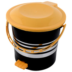 Kuber Industries Plastic Pedal Dustbin/Wastebin With Handle, 10 Liter- Pack of 2 (Black & Yellow)-47KM01007