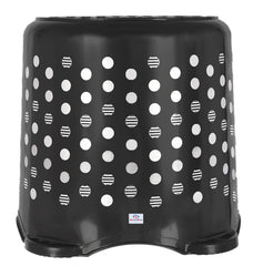 Heart Home Comfy Stool Dot Printed Anti-Slip Plastic Stool for Bathroom, Kitchen, Bedroom, Toy Room and Living Room- Pack of 2 (Black & Grey)-46HH0160