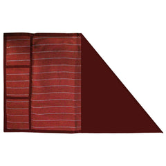 Kuber Industries Lining Print Jute Fridge Top Cover with 6 Utility Side Pockets (Maroon)