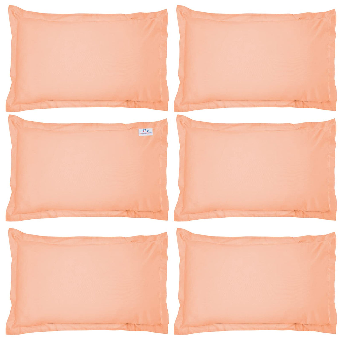 Heart Home Breathable & Soft Cotton Pillow Cover for Sofa, Couch, Bed - 29x20 Inch, Set of 6 (Peach) 52HH4035