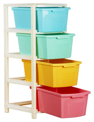 Heart Home Plastic Modular 4 Drawer Storage Basket/Storage Rack For storing Many Accessories (Multicolour)