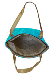 Heart Home Embroidery Polyester Shoulder Bag/Tote Bag/Handbag for Women & Girls with Carrying Handle (Blue)-50HH01151