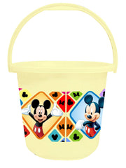 Kuber Industries Disney Mickey Minnie Print 2 Pieces Unbreakable Virgin Plastic Bathroom Bucket with Mug Set- Cream, (1 Pc 16 LTR Bucket & 1 Pc 500 ML Mug) -HS_35_KUBMARTS17925