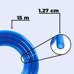 Kuber Industries Basic PVC with Nylon Braided Water Pipe 15 Meter|Multi-Utility Water Pipe for Garden, Car Cleaning & Pet Cleaning|Heavy Duty & Leak Proof Hose Pipe|Blue |