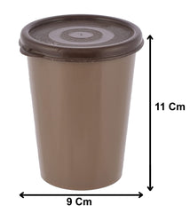 Heart Home Plastic Glass/Tumbler with Lid, 300ml- Set of 2 (Brown)-HS43HEARTH25659