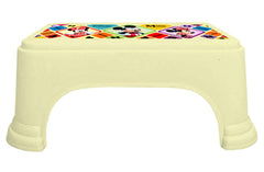 Kuber Industries Disney Mickey Minnie Print Square Plastic Bathroom Stool, (Set of 2, Cream & White) -HS_35_KUBMARTS17736