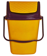 Kuber Industries 2 Pieces Delight Plastic Swing Garbage Waste Dustbin for Home, Office with Handle, 5 Liters (Yellow & Light Brown)