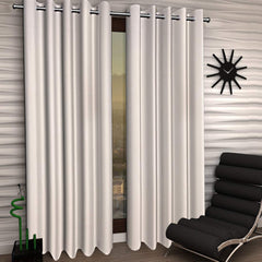 Kuber Industries 2 Piece Polyester Eyelet Door Curtain 7 Feet (Cream)-CTKTC014185