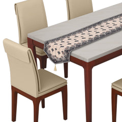 Heart Home Floral Printed Soft Velvet Dining Table Runner for Dining Table, 13"x72"inch (Brown)-50HH01758