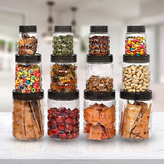 Kuber Industries Set of 12 Plastic Container Set | 1000ml, 500ml, 200ml I PET, Food Grade Plastic, 100% BPA Free | Airtight Container Set for Kitchen Storage |Small to Large, Transparent