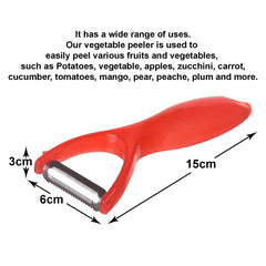 Heart Home Peeler|Plastic Vegetable Peeler|Fruit Peeler|Non-Slip Handle|Steel Sharp Straight Blade|Y Shaped Peeler|Kitchen Peeler|Pack of 3 (Red)
