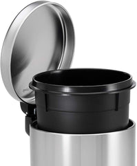 Kuber Industries Stainless Steel Plain Pedal Dustbin with Inner Bucket, 5 LTR (Silver)-KUBMART10367