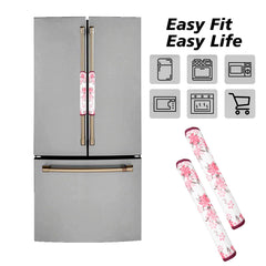 Kuber Industries Fridge Handle Cover | Refrigerator Handle Cover | Fridge Door Handle Protector | Fridge Door Handle Cover | Barik Flower Fridge Handle Cover | 2 Piece Set | Pink